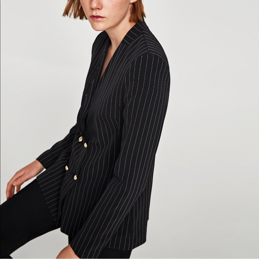Black double breasted Jacket with gold button